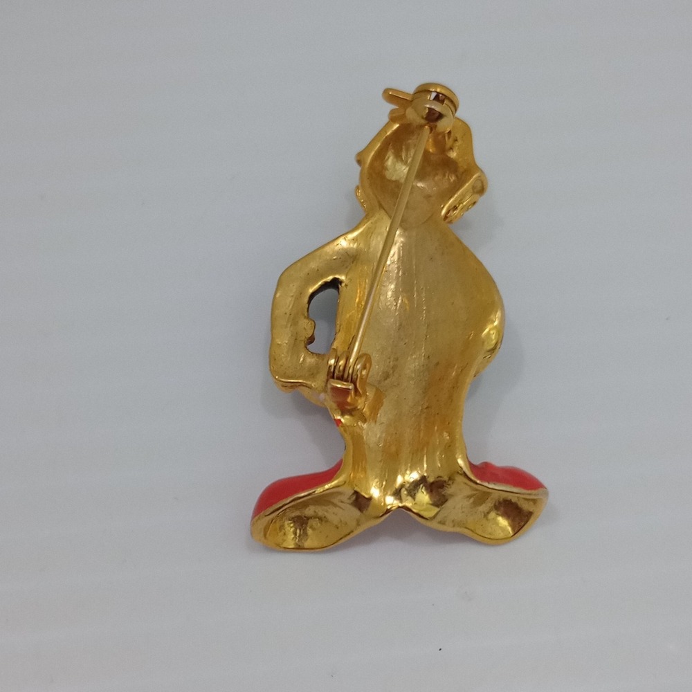 Vintage Clown Brooch Enamel‎ Gold Tone Figural Circus Pin 1 1/2 Inch - Picture 5 of 8